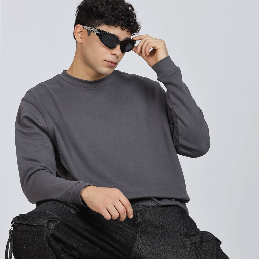 Cotton Oversized Charcoal Sweatshirt