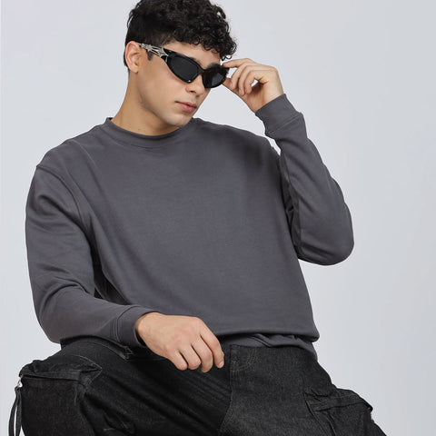 Cotton Oversized Charcoal Sweatshirt