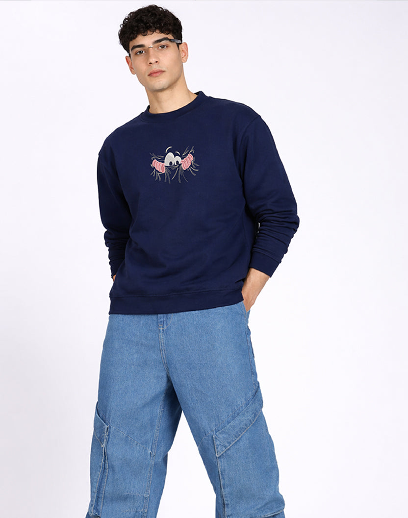 Unisex Premium Oversized Cotton Sweatshirt - Embroidery Don’t Look At Me
