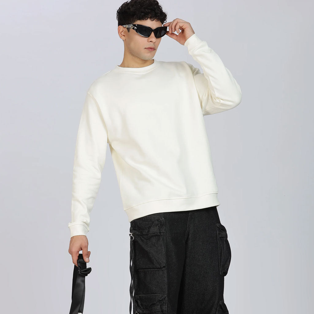 Cotton Oversized Off-White Sweatshirt