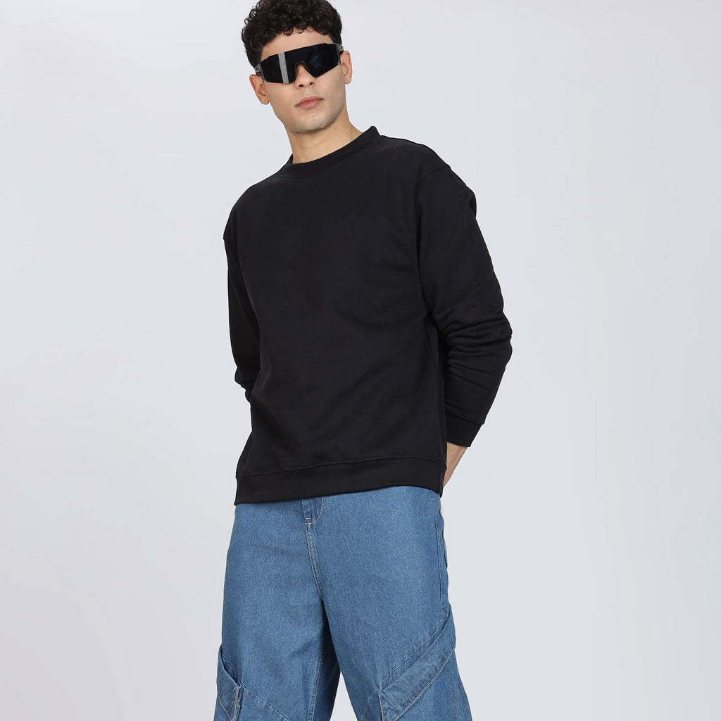 Cotton Oversized Black Sweatshirt