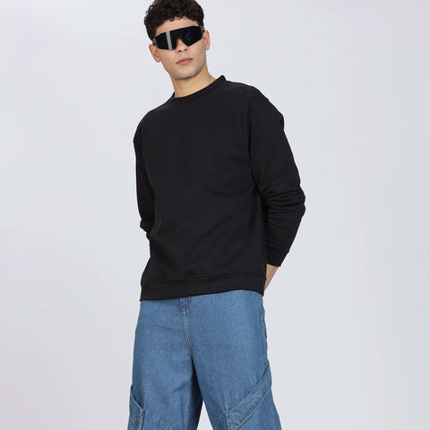 Cotton Oversized Black Sweatshirt