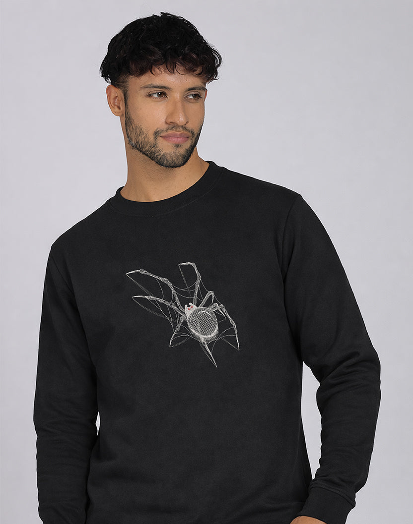 Unisex Premium Oversized Cotton Sweatshirt - Embroidery Spider