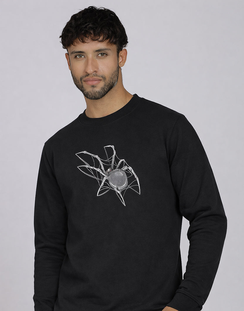 Unisex Premium Oversized Cotton Sweatshirt - Embroidery Spider