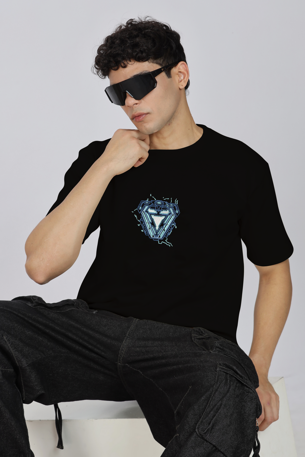 Unisex Premium Oversized Cotton T-shirt - Tony Stark Embroidery