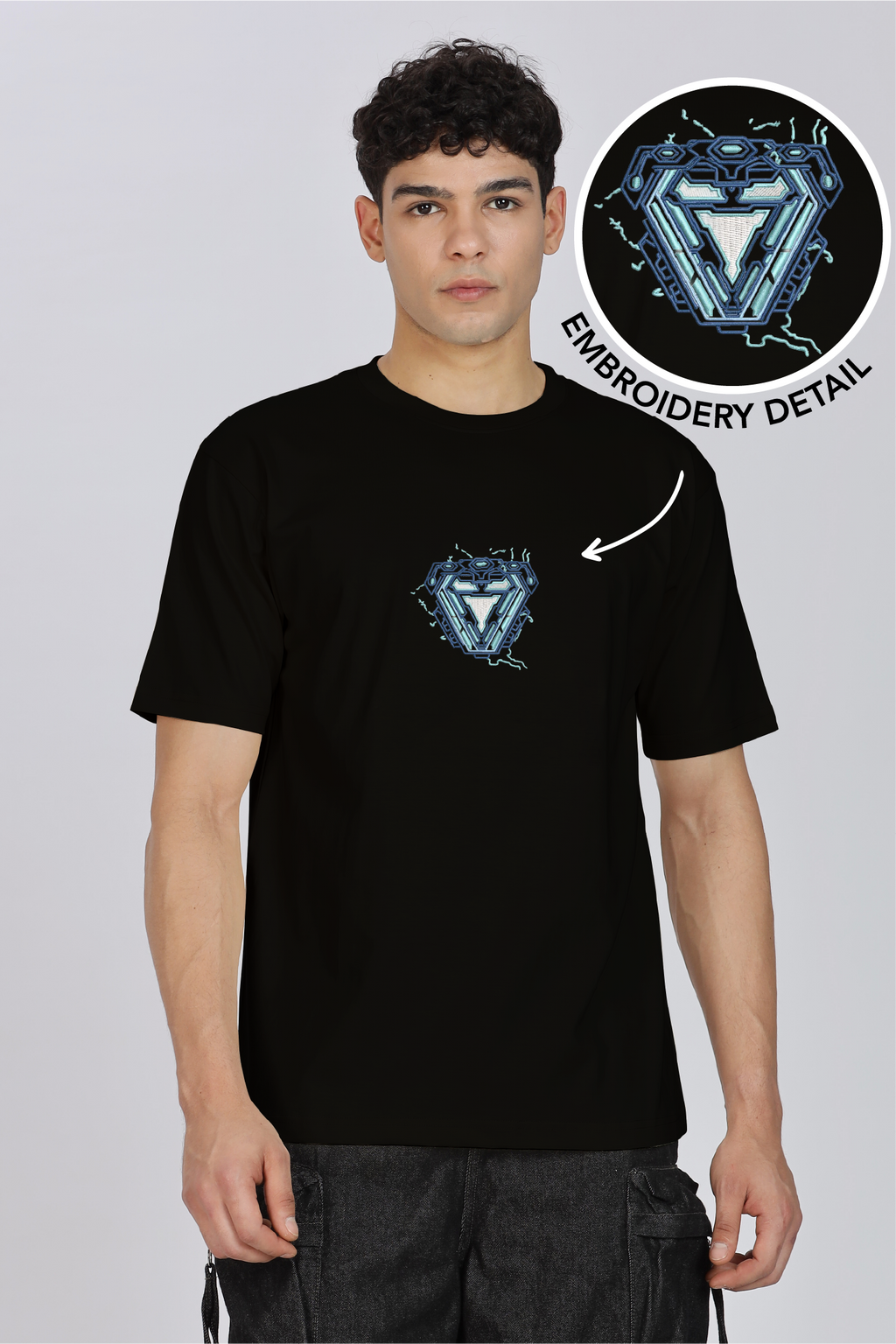 Unisex Premium Oversized Cotton T-shirt - Tony Stark Embroidery