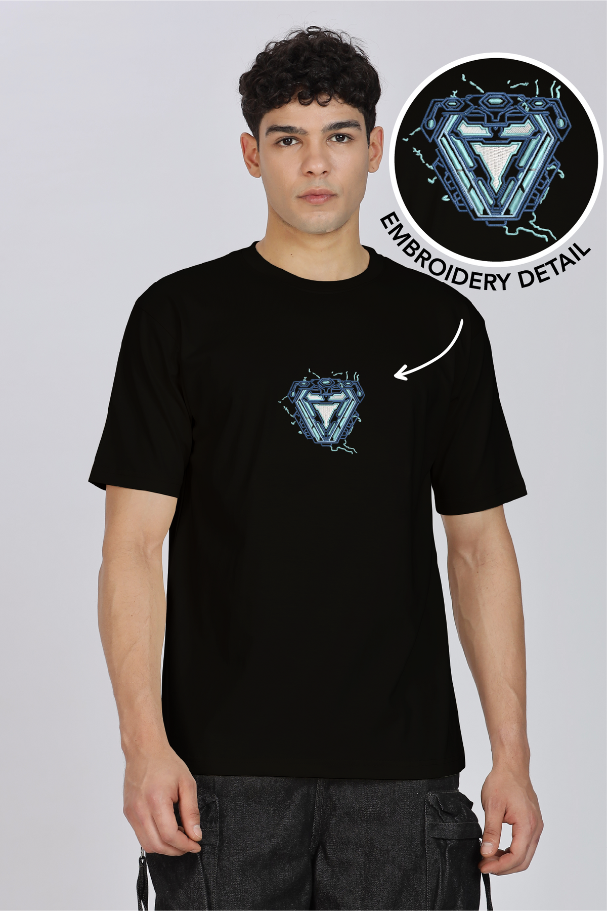 Unisex Premium Oversized Cotton T-shirt - Tony Stark Embroidery