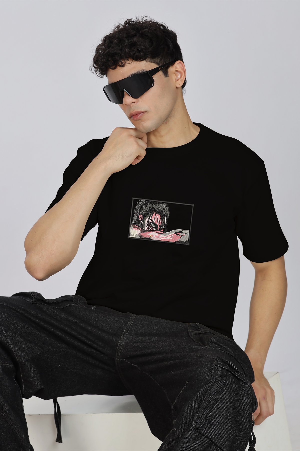 Unisex Premium Oversized Cotton T-shirt -  Eren Yeager "Fallen Angel" Embroidery