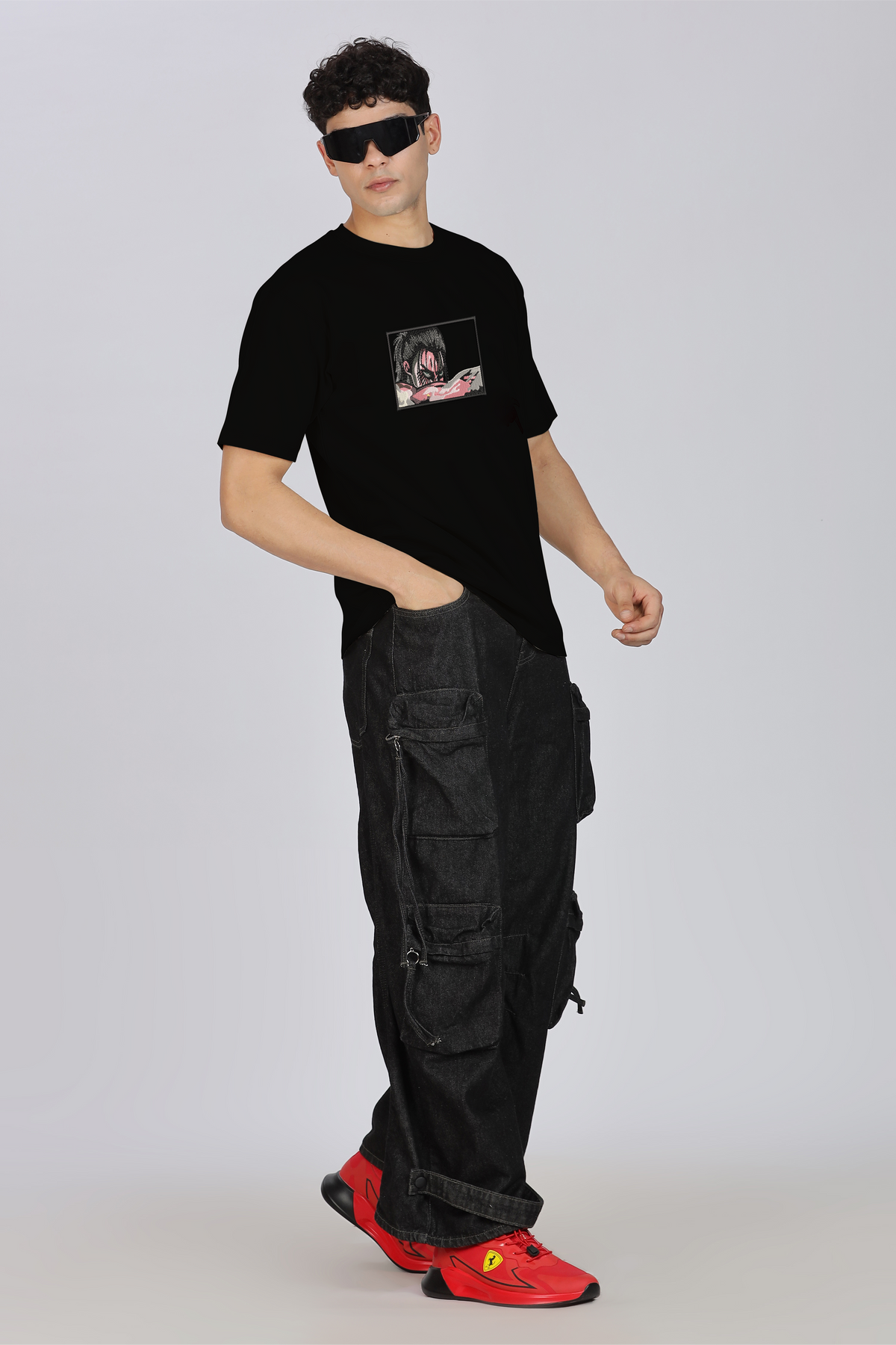 Unisex Premium Oversized Cotton T-shirt -  Eren Yeager "Fallen Angel" Embroidery