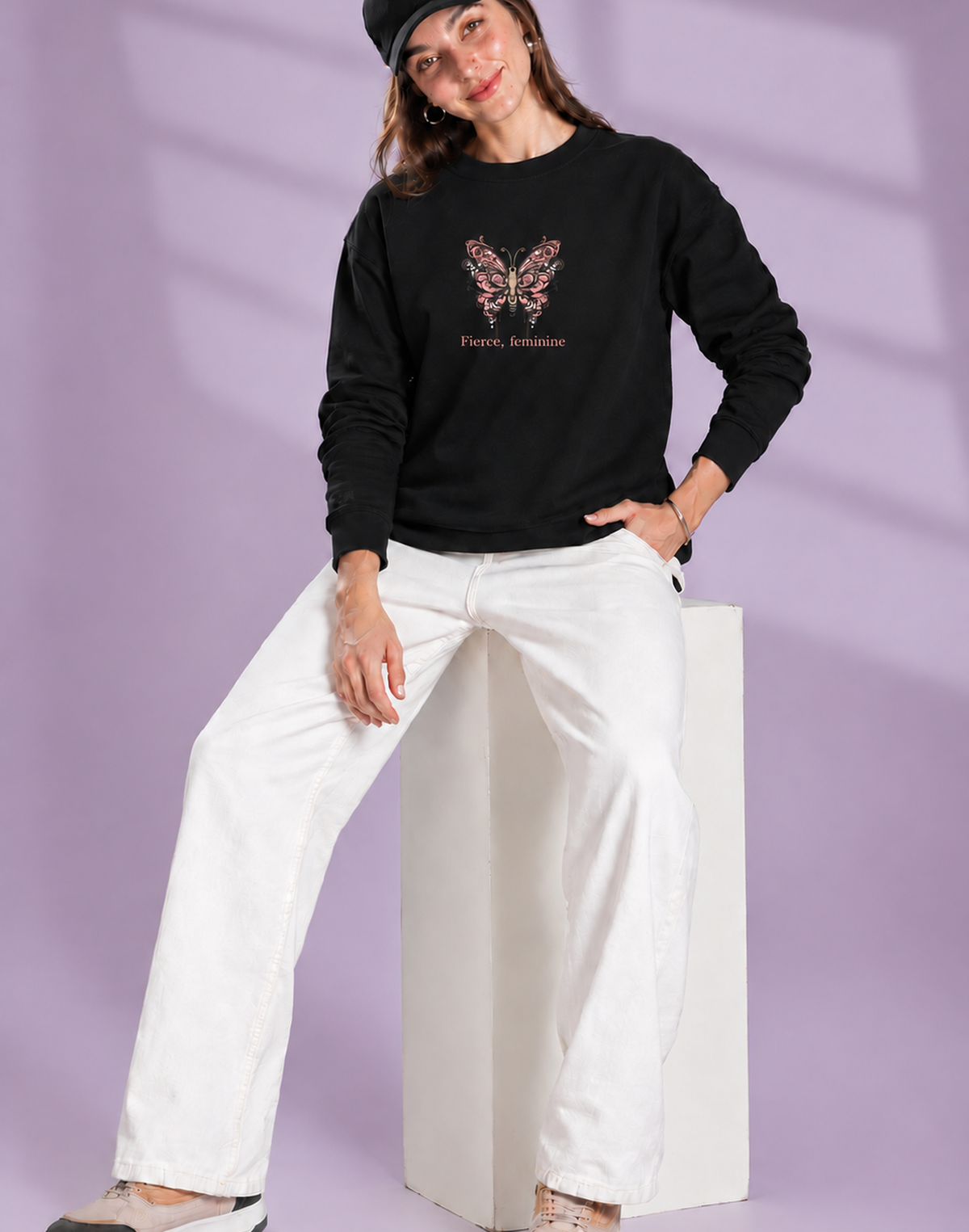 Unisex Premium Oversized Cotton Sweatshirt-Halloween butterfly