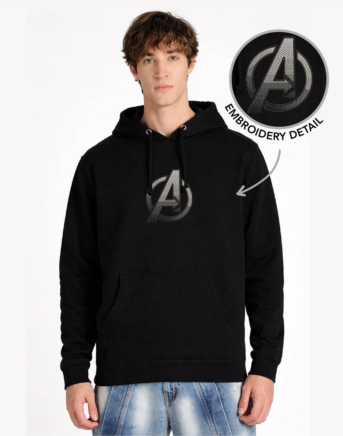 Unisex Premium Oversized Cotton Hoodie - Avenger's logo Embroidery