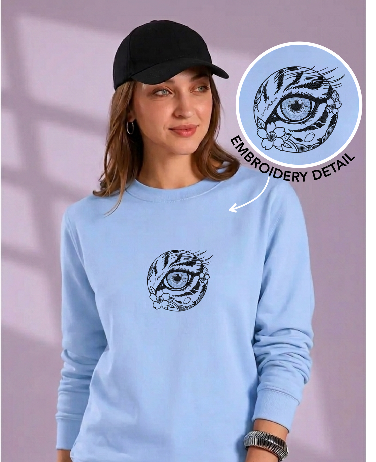Unisex Premium Oversized Cotton Sweatshirt - Japanese art cat Embroidery
