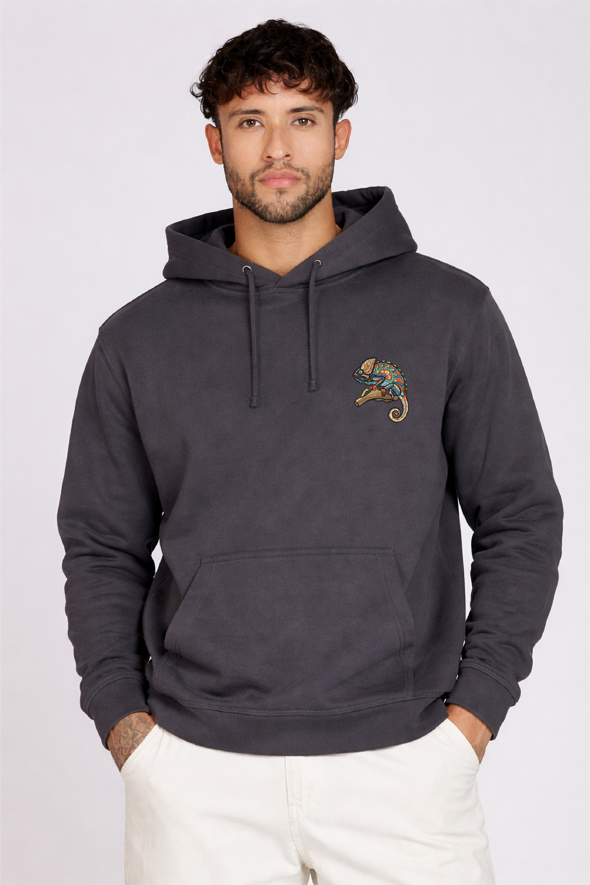 Unisex Premium Oversized Cotton Hoodie - chameleon Embroidery