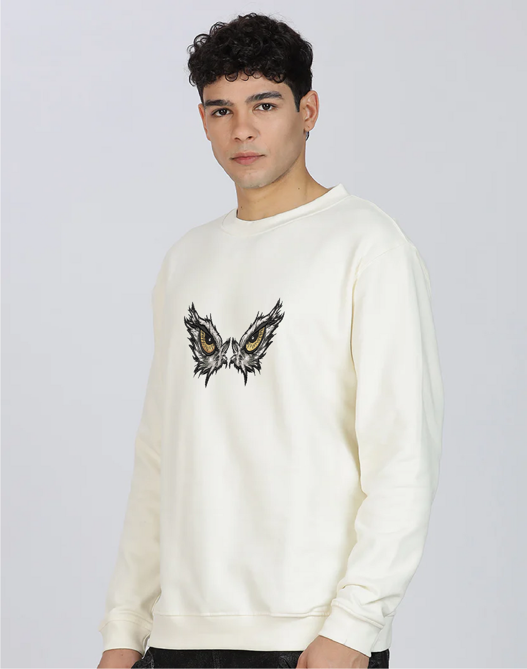 Unisex Premium Oversized Cotton Sweatshirt - Embroidery Eagle Eyes