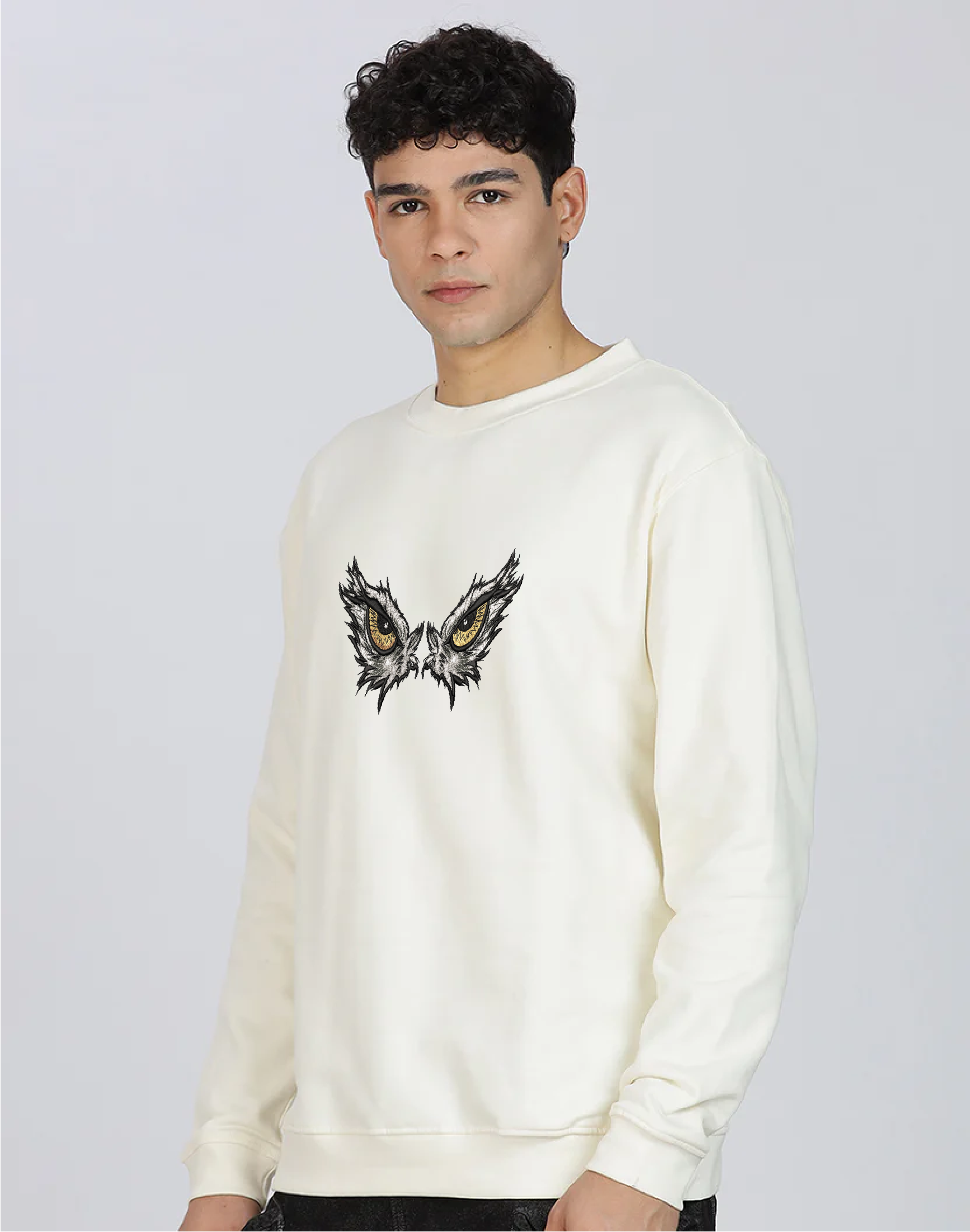 Unisex Premium Oversized Cotton Sweatshirt - Embroidery Eagle Eyes