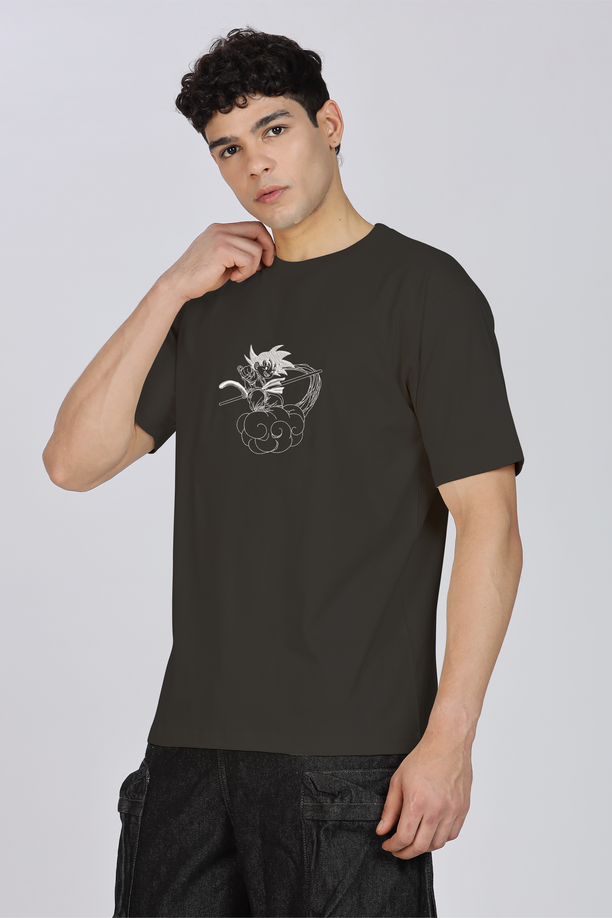 Unisex Premium Oversized Cotton T-shirt - Goku Embroidery