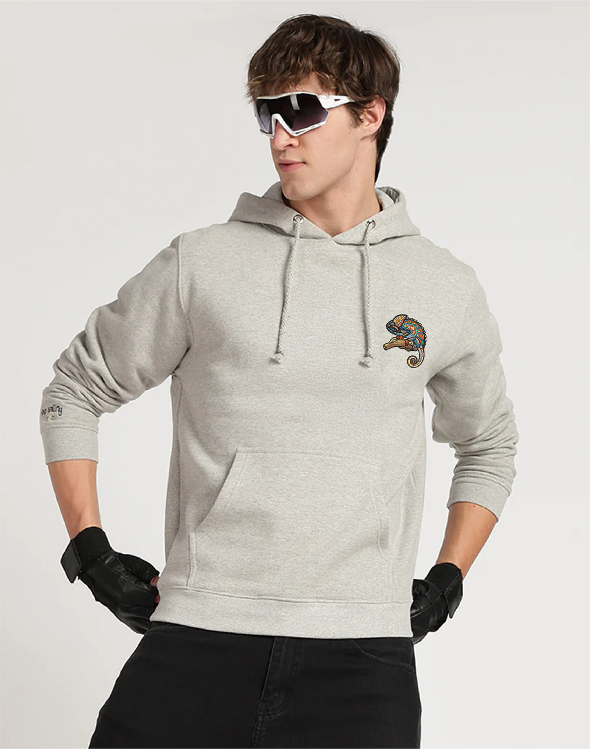 Unisex Premium Oversized Cotton Hoodie - chameleon Embroidery