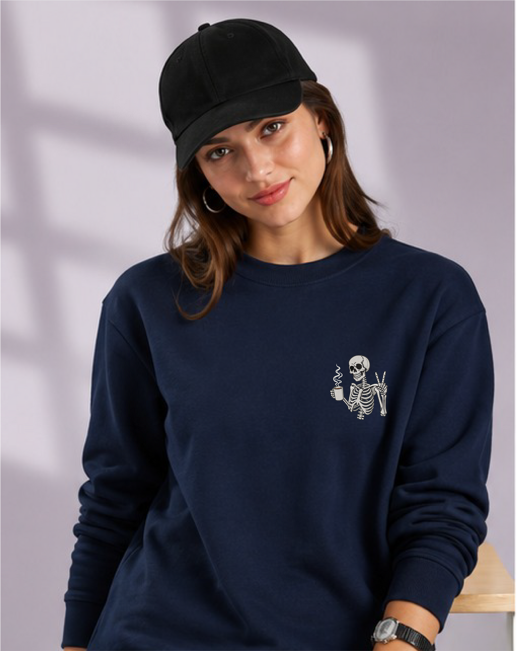 Unisex Premium Oversized Cotton Sweatshirt - Skull halloween Embroidery