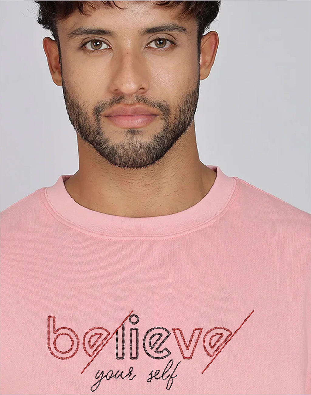 Unisex Premium Oversized Cotton Sweatshirt - Embroidery Believe Your Self