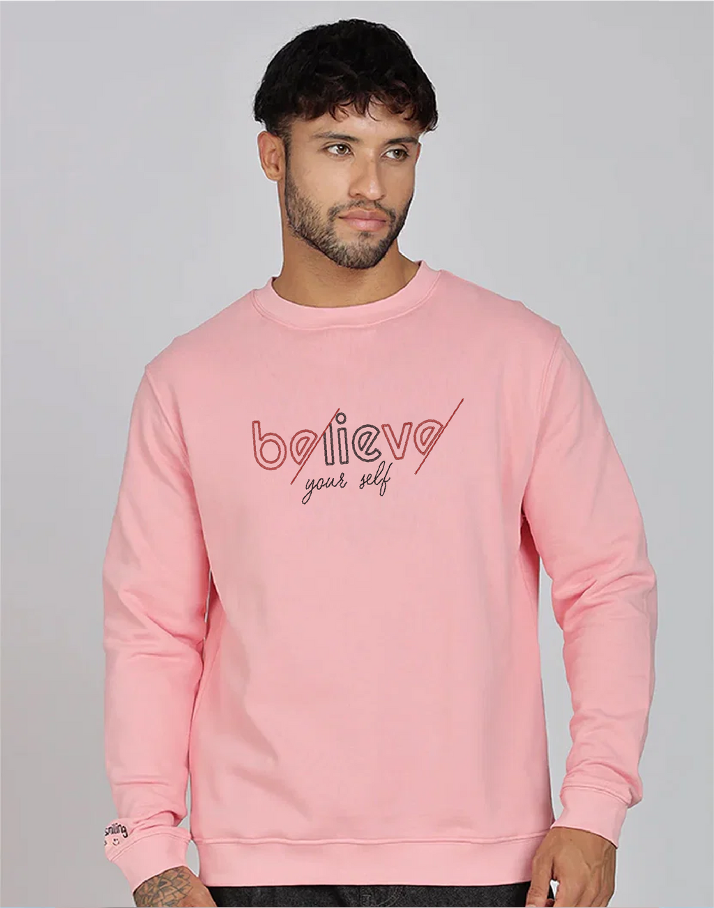 Unisex Premium Oversized Cotton Sweatshirt - Embroidery Believe Your Self