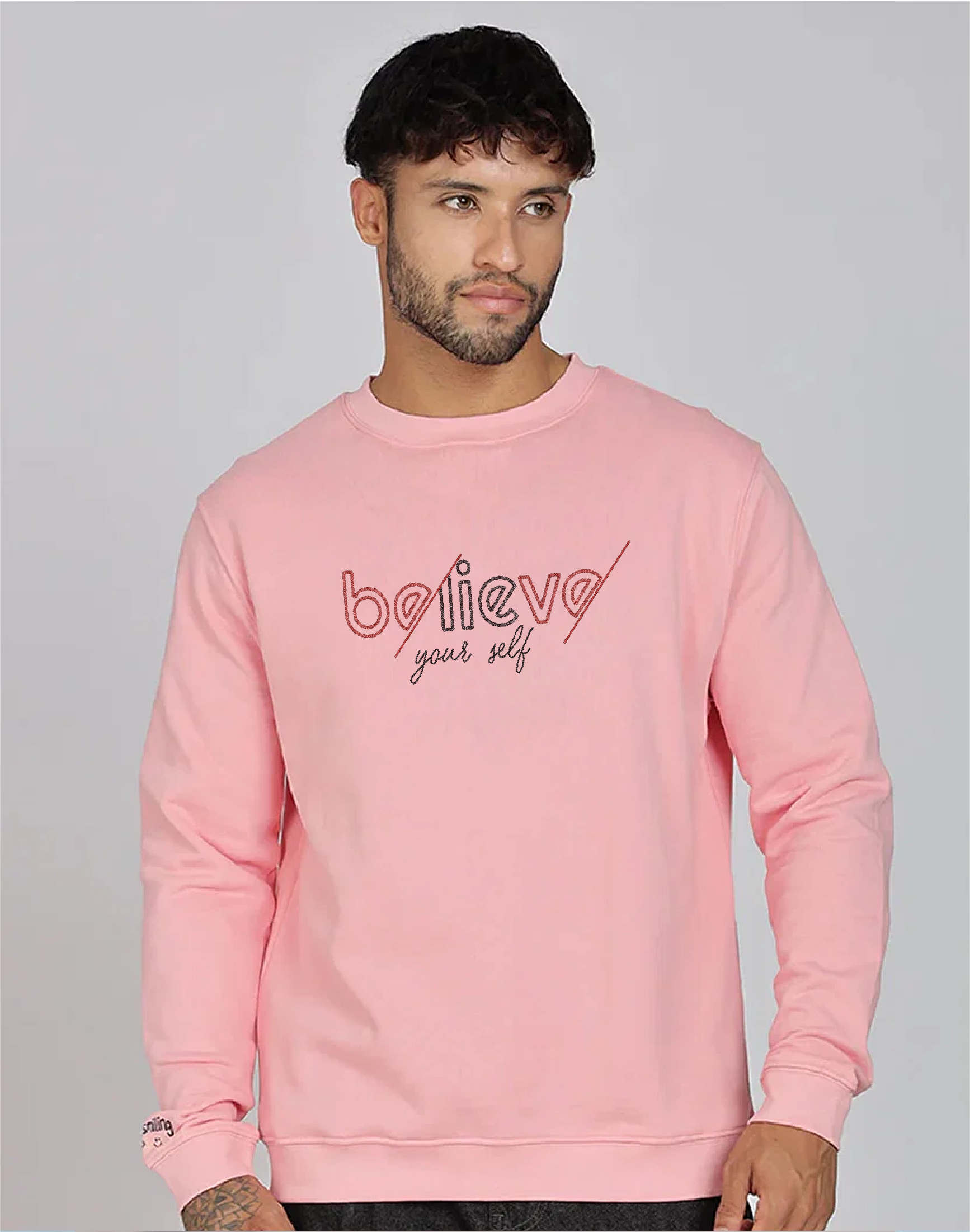 Unisex Premium Oversized Cotton Sweatshirt - Embroidery Believe Your Self