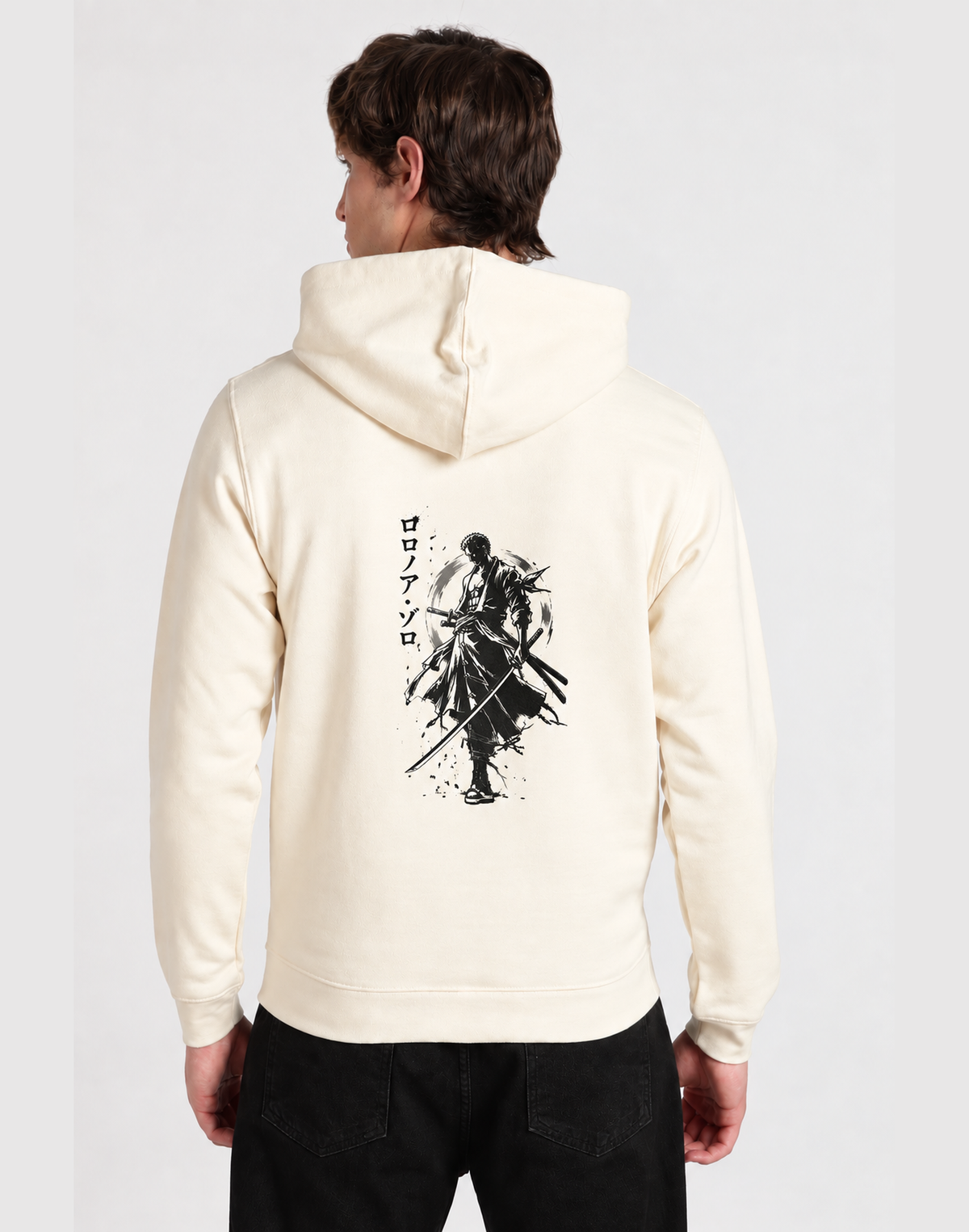 Unisex Premium Oversized Cotton Hoodie-Roronoa Zoro embroidery Anime
