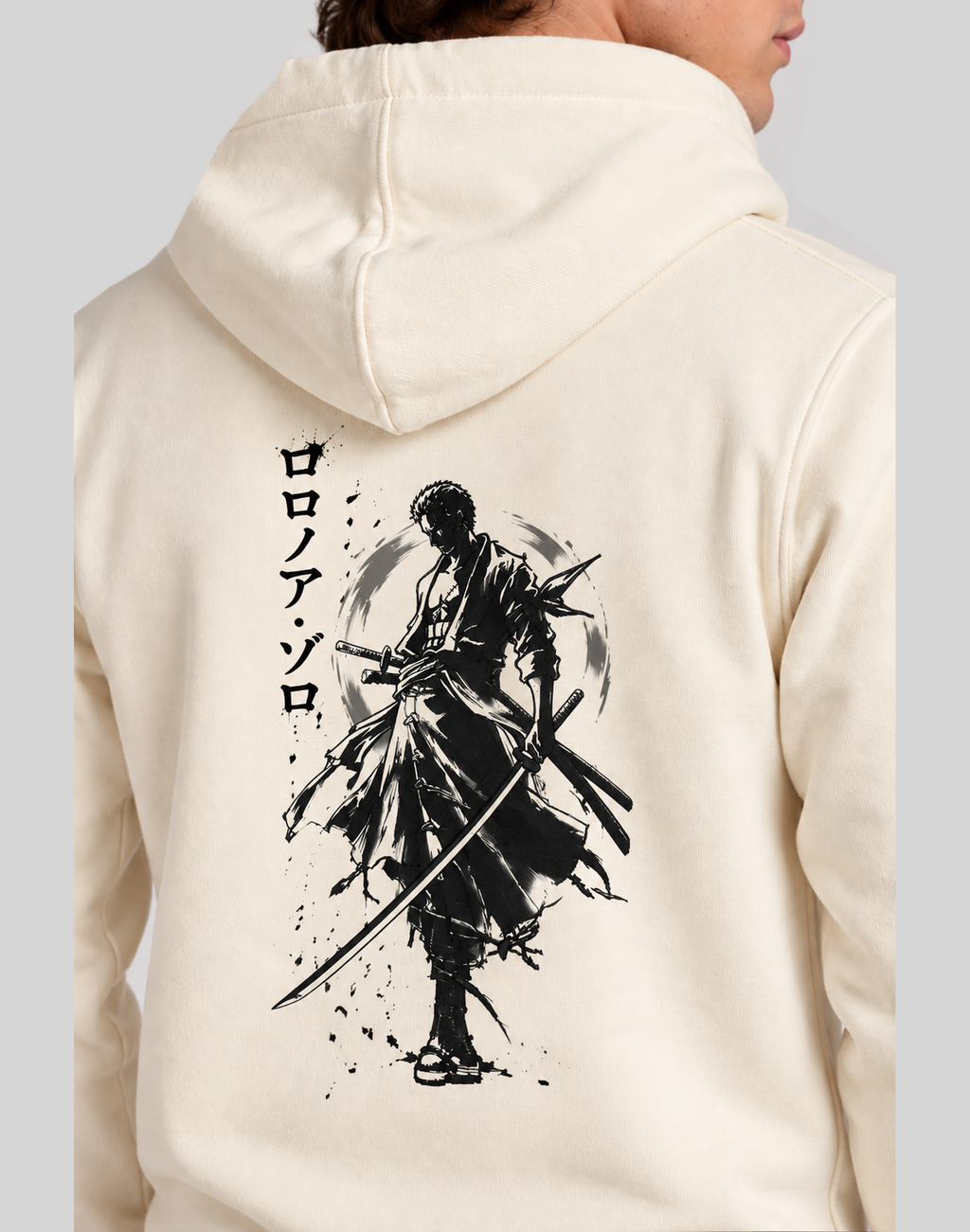 Unisex Premium Oversized Cotton Hoodie-Roronoa Zoro embroidery Anime