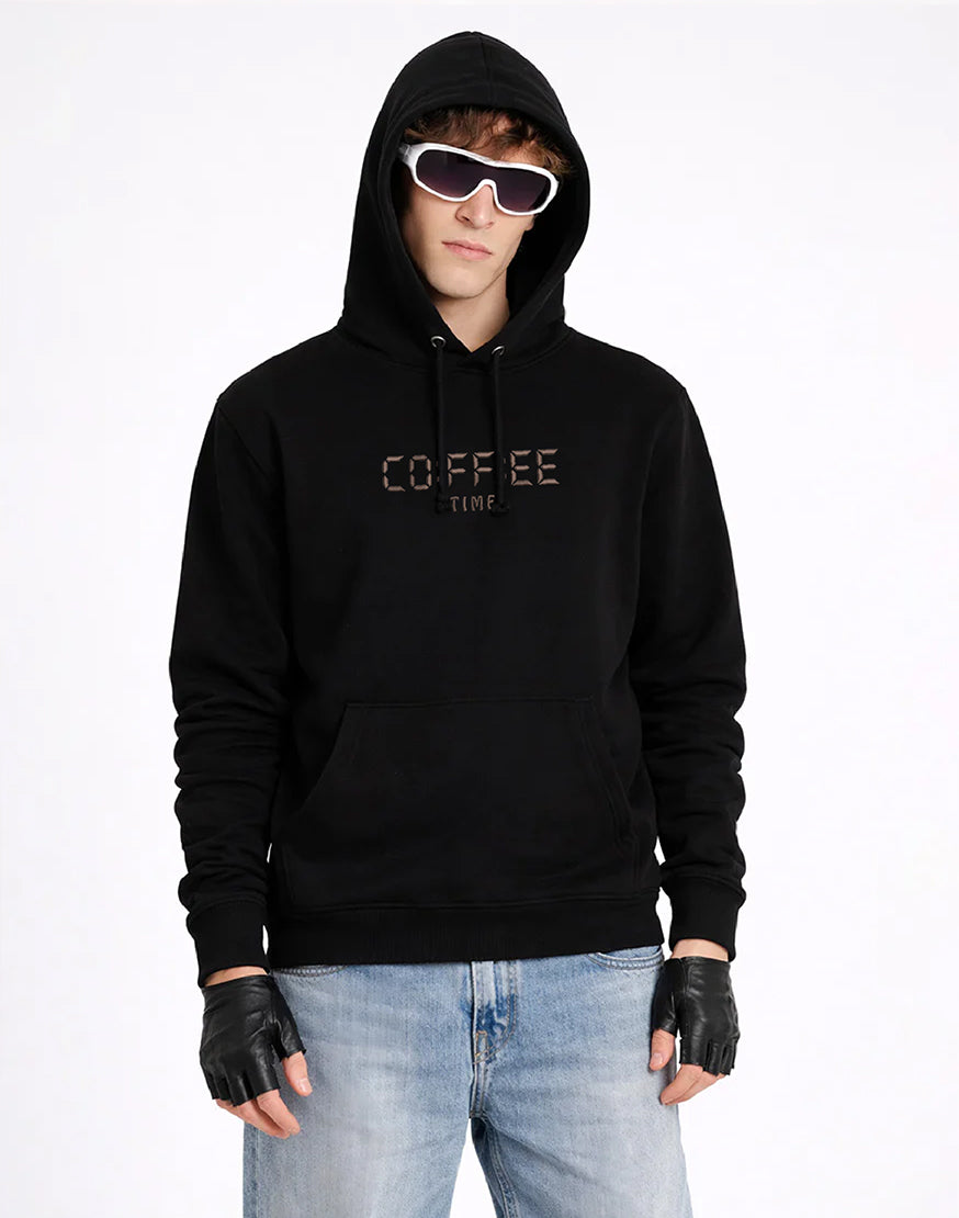 Unisex Premium Oversized Cotton Hoodie - Embroidery Coffee