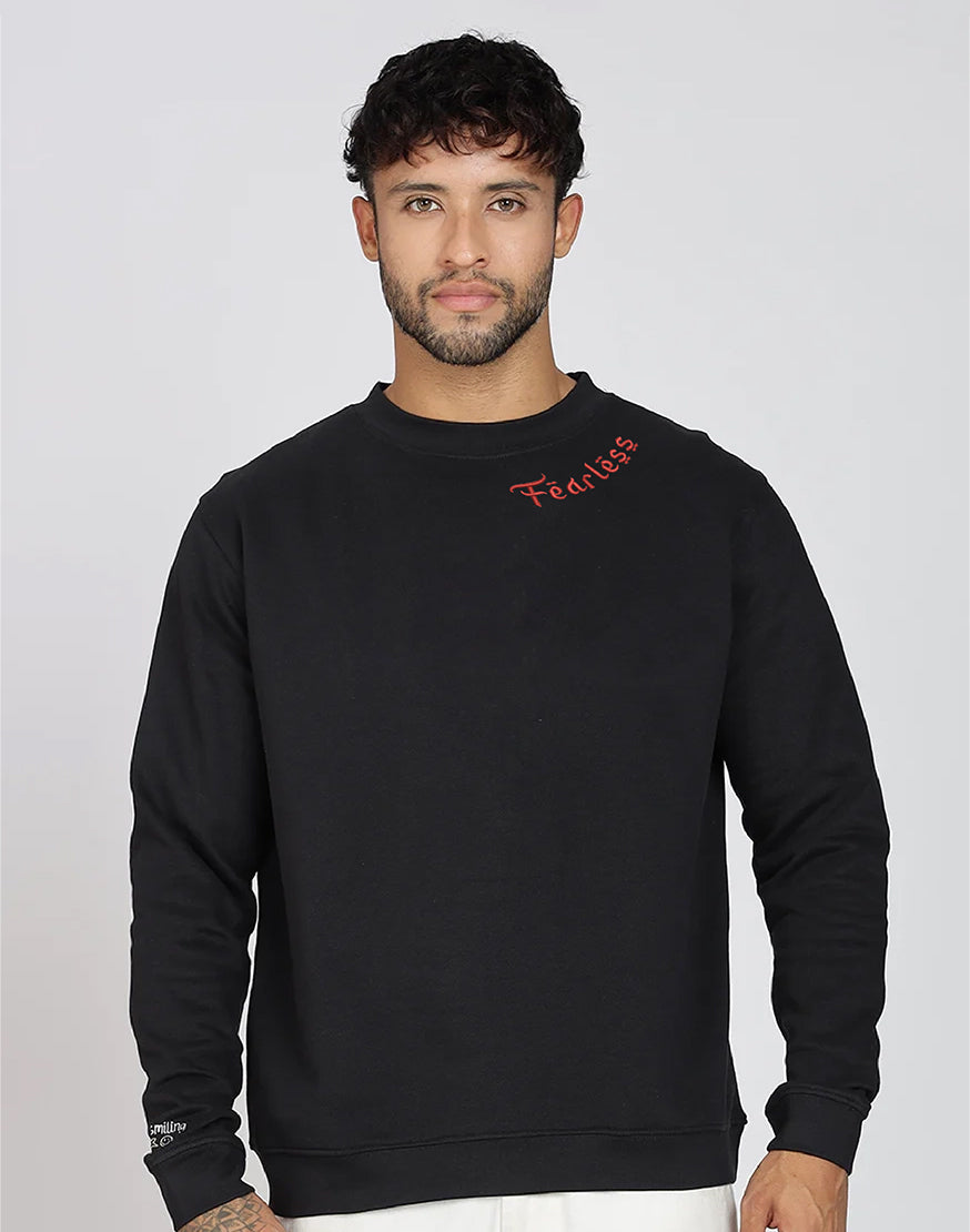 Unisex Premium Oversized Cotton Sweatshirt - Embroidery Fearless