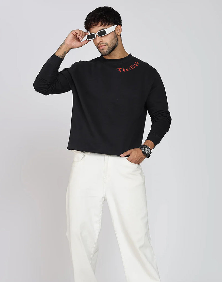 Unisex Premium Oversized Cotton Sweatshirt - Embroidery Fearless