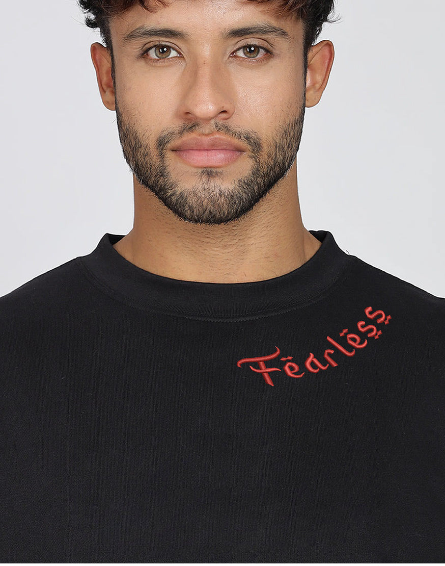 Unisex Premium Oversized Cotton Sweatshirt - Embroidery Fearless