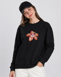 Unisex Premium Oversized Cotton Sweatshirt - Beach flower Embroidery