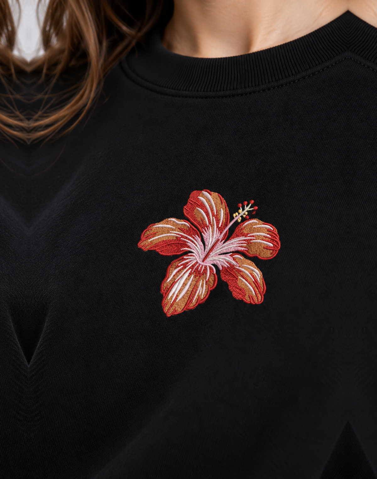 Unisex Premium Oversized Cotton Sweatshirt - Beach flower Embroidery