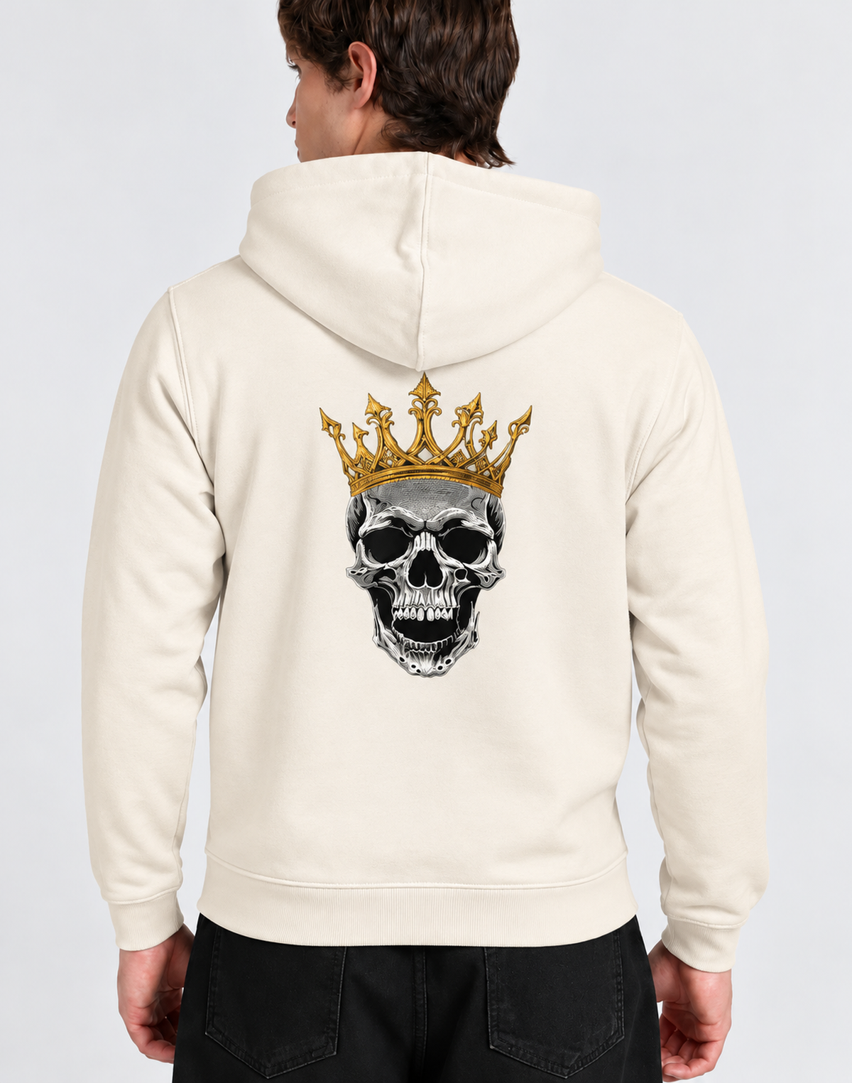 Unisex Premium Oversized Cotton Hoodie -  Halloween big skull Embroidery
