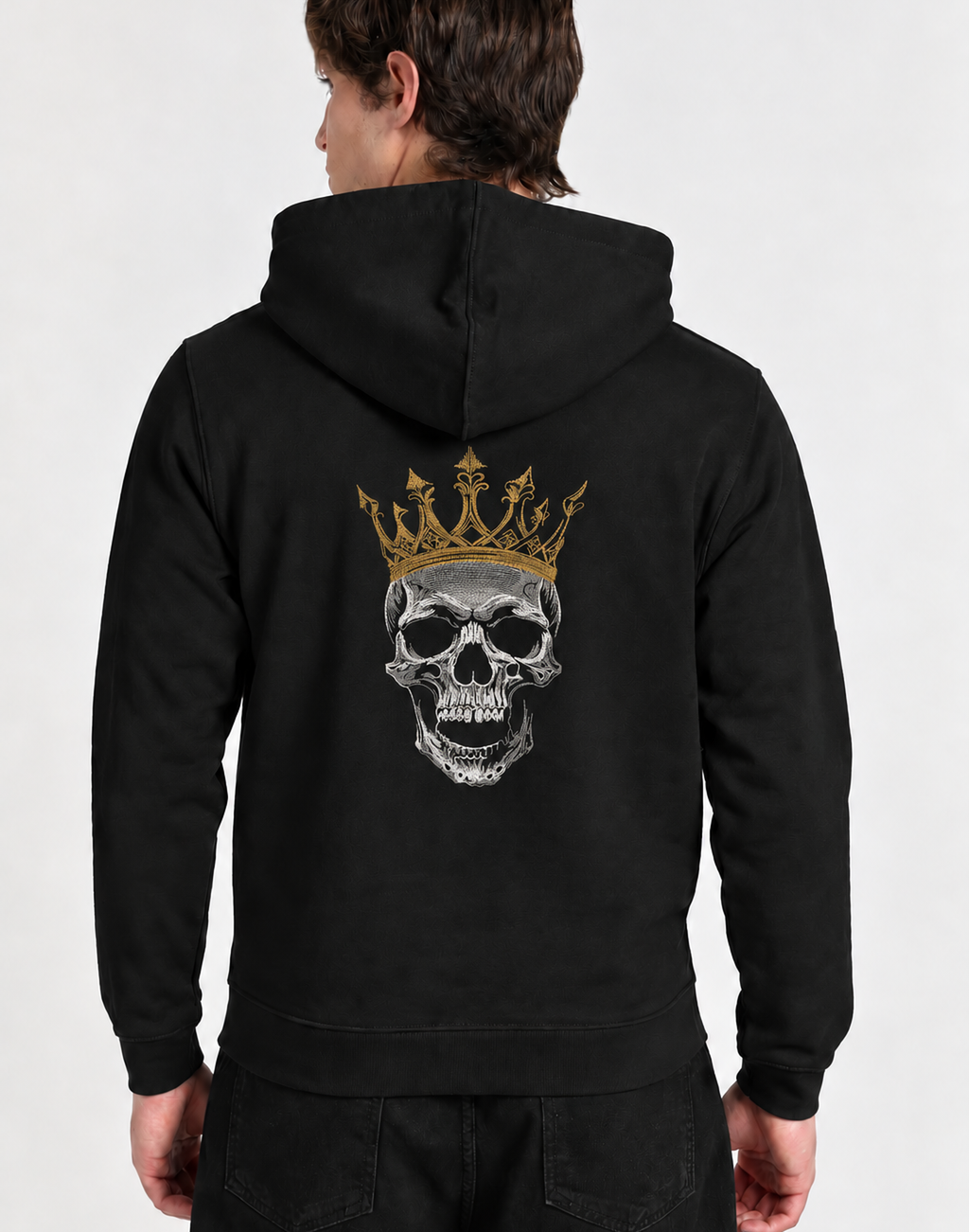 Unisex Premium Oversized Cotton Hoodie -  Halloween big skull Embroidery