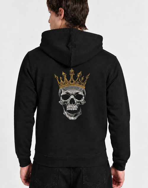 Unisex Premium Oversized Cotton Hoodie -  Halloween big skull Embroidery