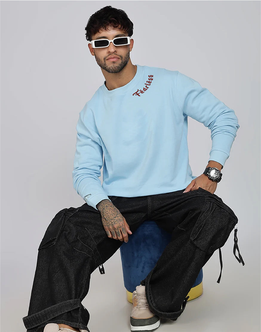 Unisex Premium Oversized Cotton Sweatshirt - Embroidery Fearless