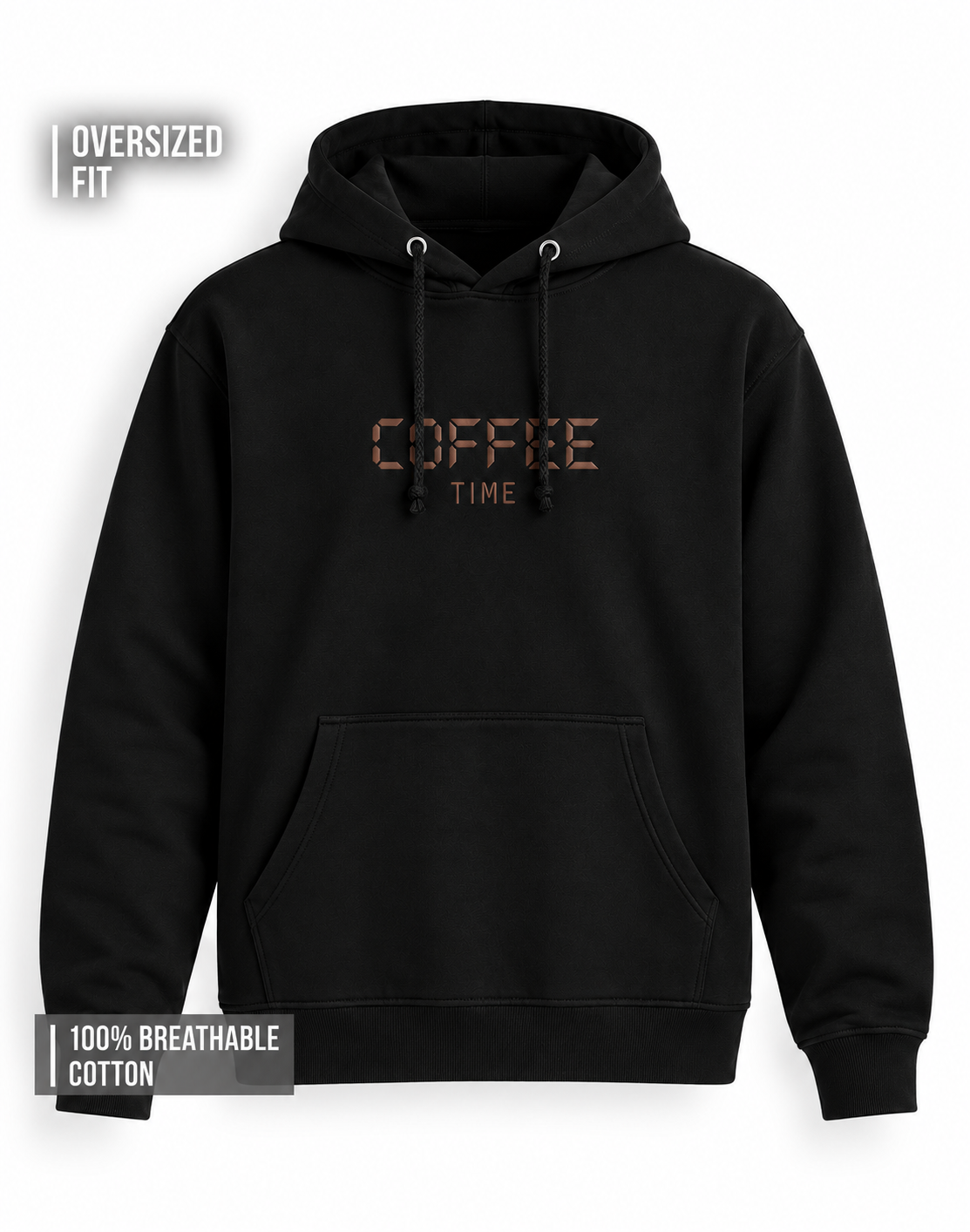 Unisex Premium Oversized Cotton Hoodie - Embroidery Coffee