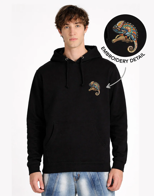 Unisex Premium Oversized Cotton Hoodie - chameleon Embroidery