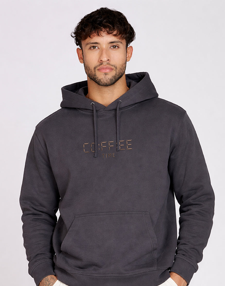 Unisex Premium Oversized Cotton Hoodie - Embroidery Coffee