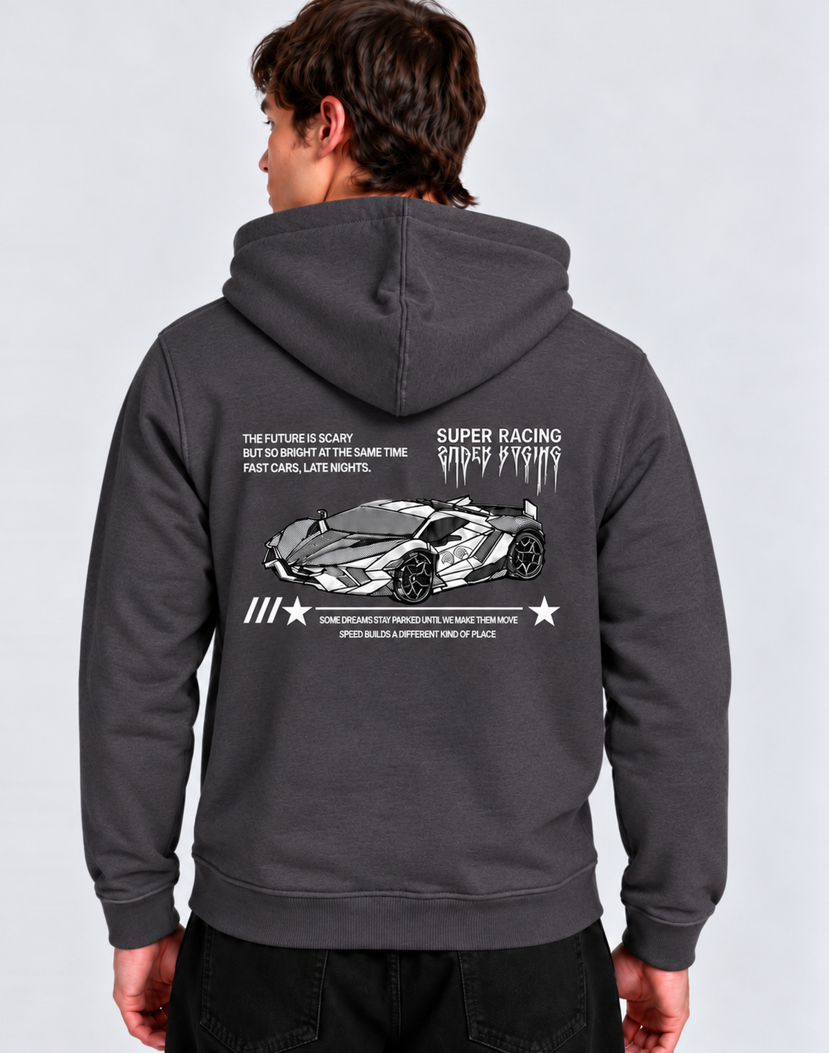 Unisex Premium Oversized Cotton Hoodie - Car Embroidery