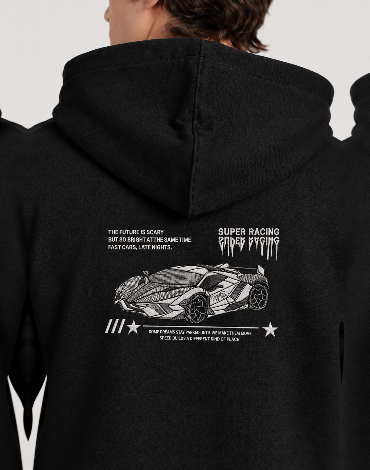 Unisex Premium Oversized Cotton Hoodie - Car Embroidery
