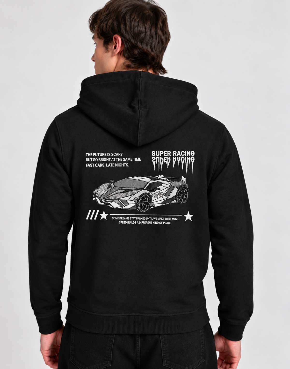 Unisex Premium Oversized Cotton Hoodie - Car Embroidery
