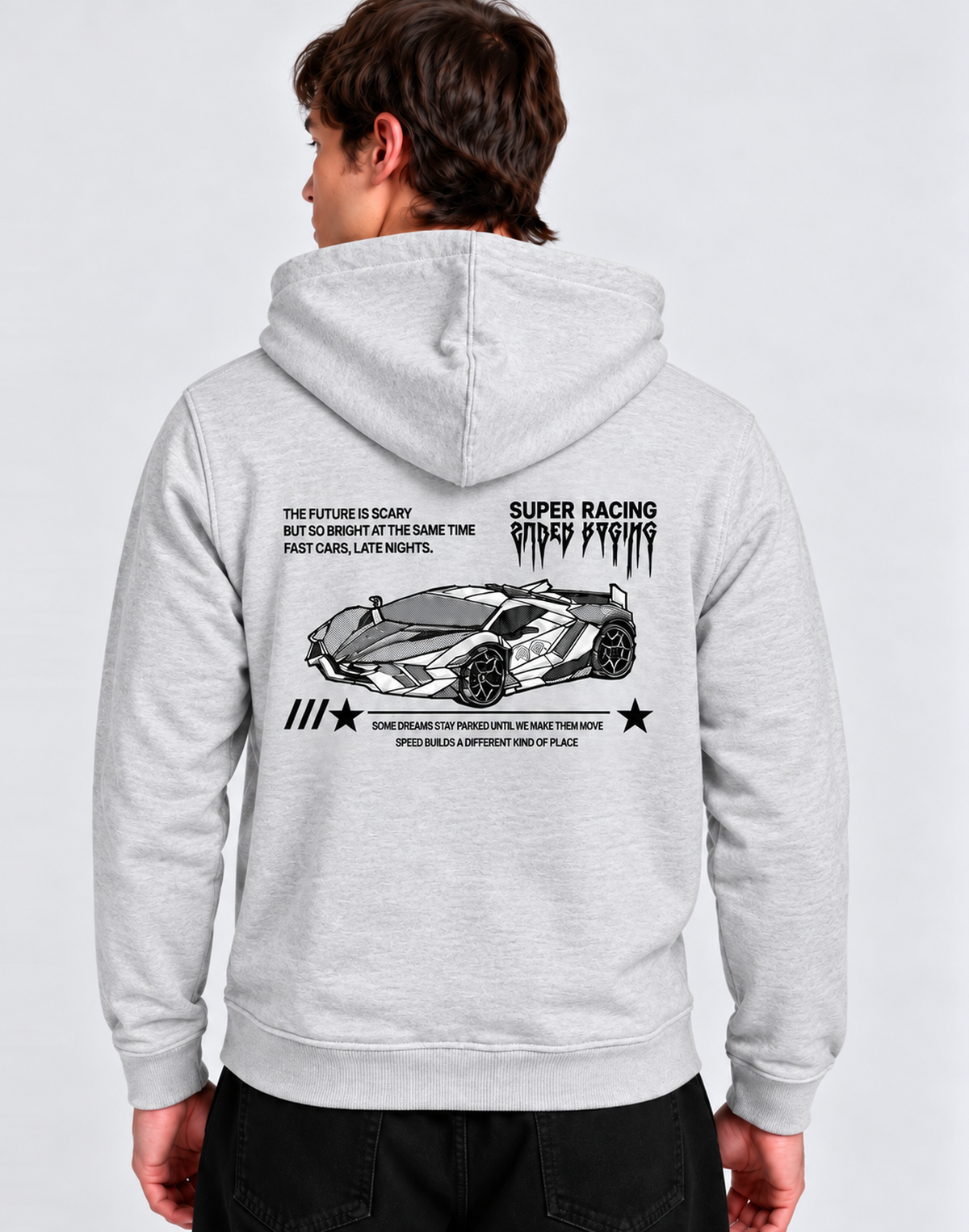 Unisex Premium Oversized Cotton Hoodie - Car Embroidery