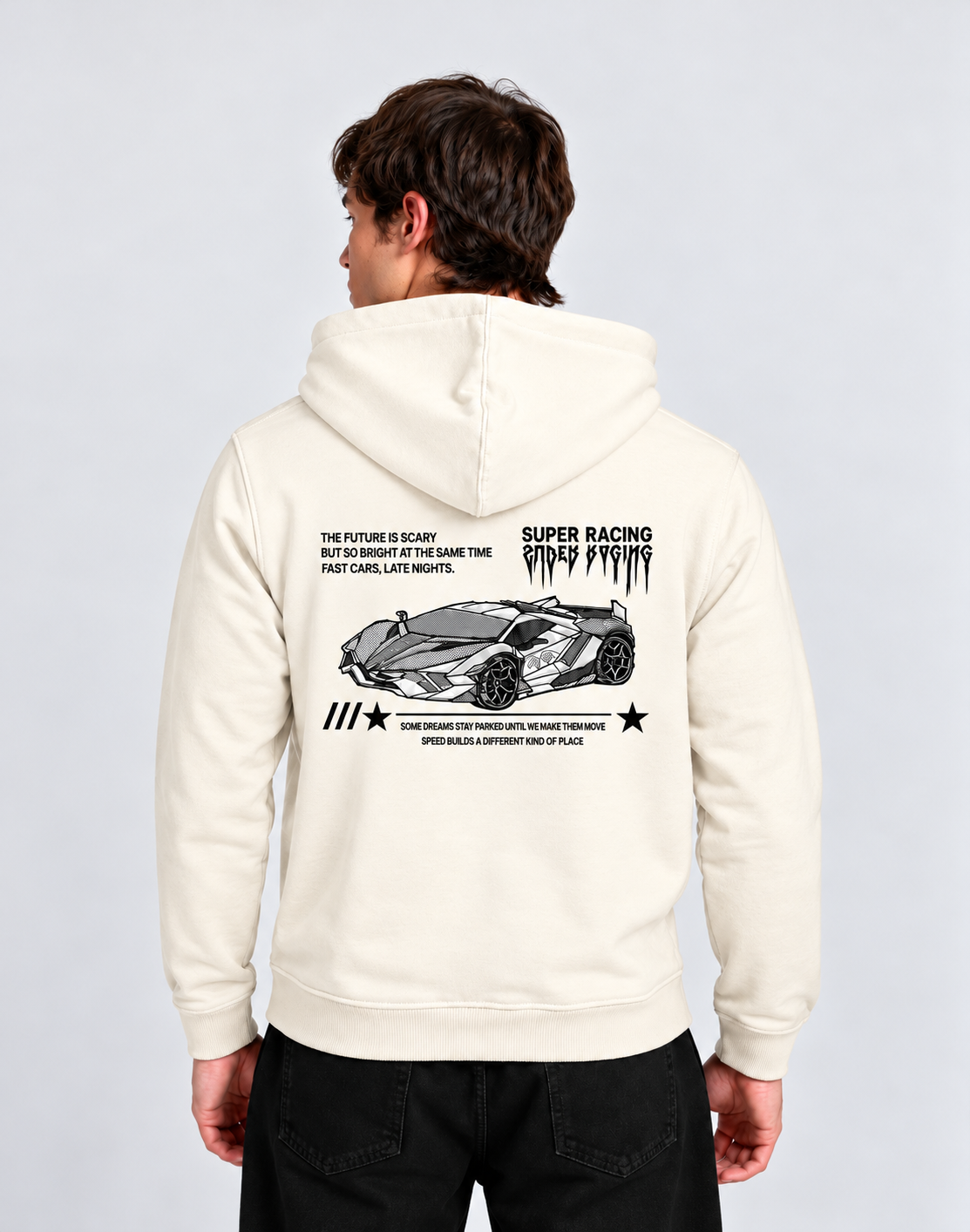 Unisex Premium Oversized Cotton Hoodie - Car Embroidery