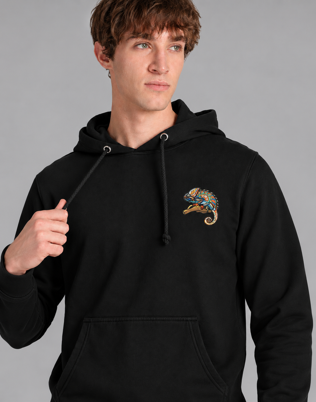 Unisex Premium Oversized Cotton Hoodie - chameleon Embroidery