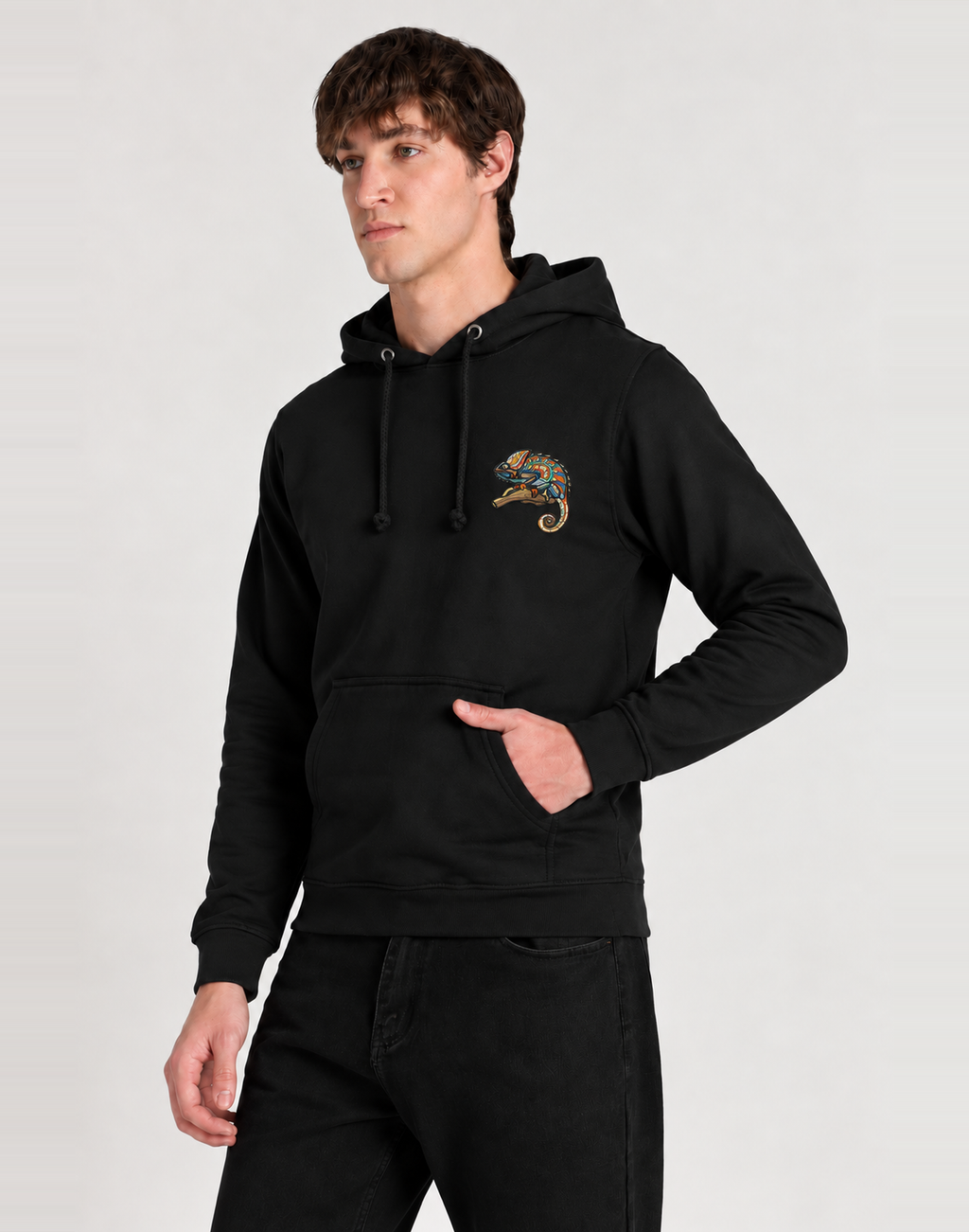 Unisex Premium Oversized Cotton Hoodie - chameleon Embroidery