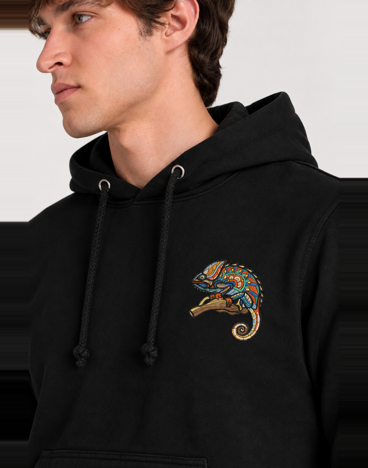 Unisex Premium Oversized Cotton Hoodie - chameleon Embroidery