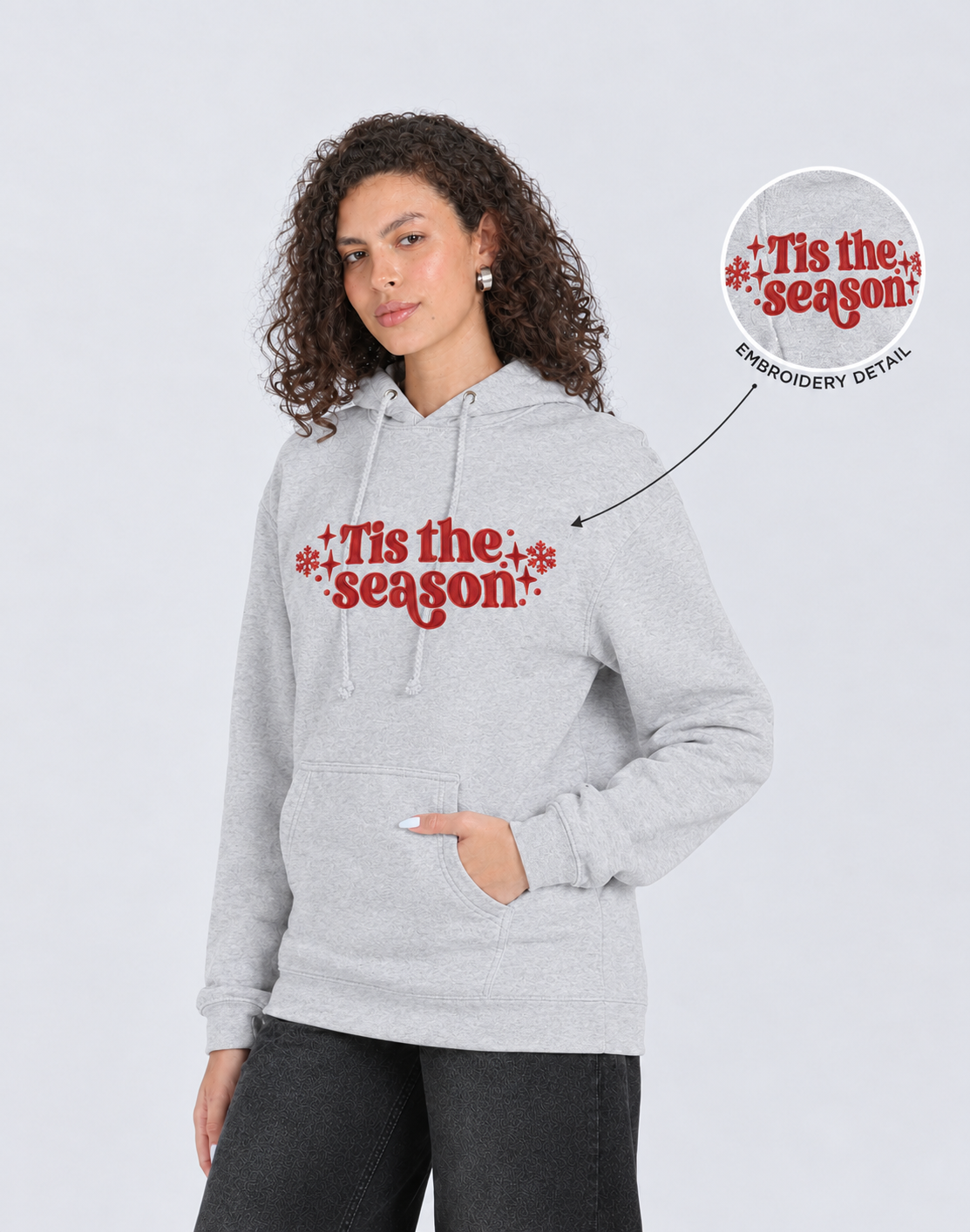 Unisex Premium Oversized Cotton Hoodie - Christmas Embroidery tis the season