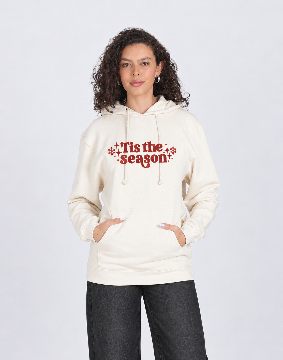 Unisex Premium Oversized Cotton Hoodie - Christmas Embroidery tis the season